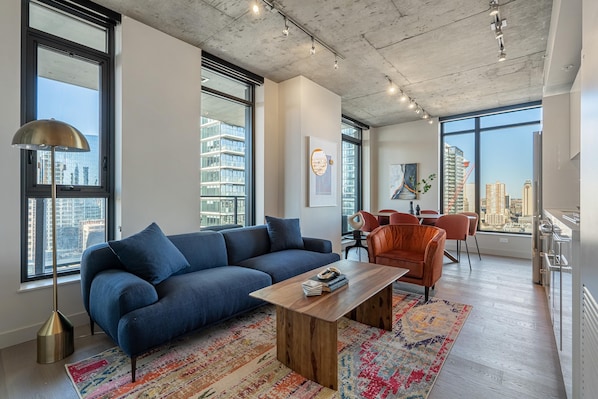Welcome home! This space has been expertly designed and decorated by a local interior designer. She's put a focus on not only the look and feel, but the comfort and use of the space. We hope you enjoy it!