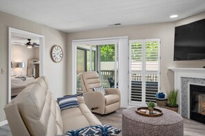Living room looking out to deck.