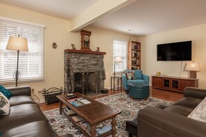 TV and gas fireplace