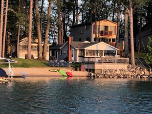 Water view of cabin and beach