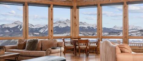 Massive great room with breathtaking views of the Wilson Range.