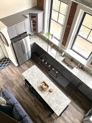 View of Kitchen from Upper level Loft