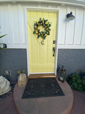 Our bright historic front door welcomes you.