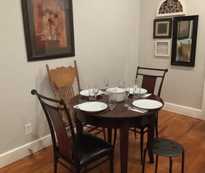 Four for dinner with inside dining.