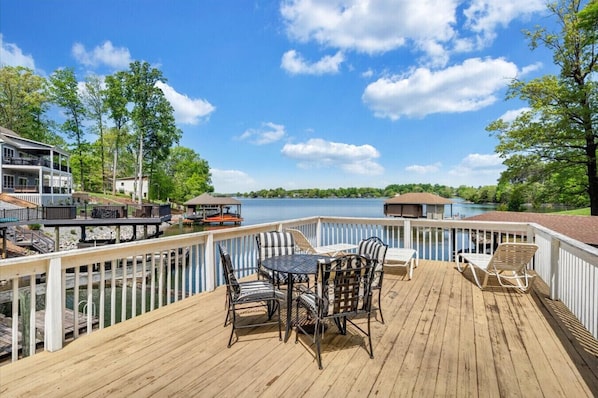 Welcome to Hokie Hideaway! Relax on our spacious party deck by the lake.
