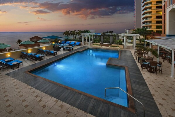 Outdoor Pool with ample seating.