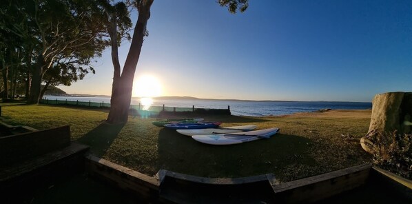 enjoy free kayaks and SUPs on the bay