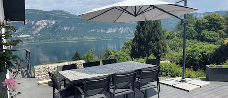 Terrace with dining table