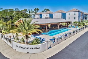 Pool Pavilion - 90ft HEATED pool, Green Egg grills, dining and lounge areas, TVs, bathrooms, and a fishing pond!