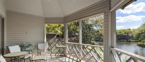 Screened porch with gorgeous lagoon views