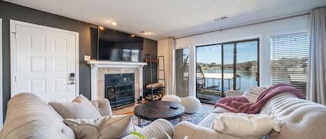 Living Room with Wood-burning Fireplace