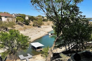 View from the deck - lake level from April, 2022. The water level is lower now.