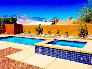 Pool and Spa in the backyard of the Villa of Happiness and Health.