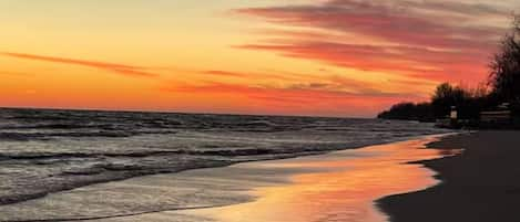 Beach view at sunset