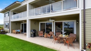 A large lanai with a private BBQ