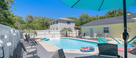 Sitting by the pool is a great place to enjoy your morning coffee