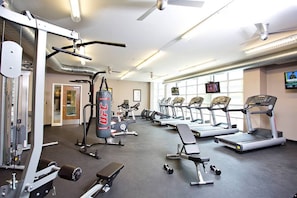Get your sweat on at the 24-hour fitness center!