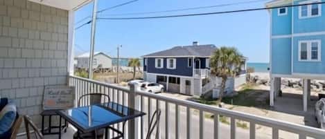 Chair, Furniture, Balcony, Railing, Dining Table