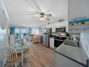 Indoors, Kitchen, Furniture, Table, Ceiling Fan