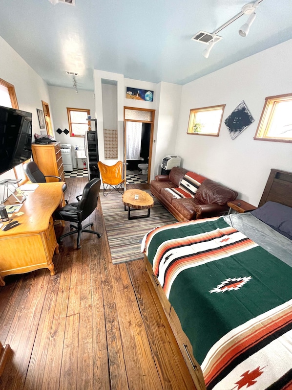 This is your room upon entrance from the door. Your room location is upstairs.