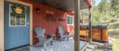 Lower level back patio - quick access to hot tub and fire pit.