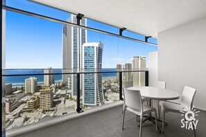 Marvel at the stunning city and ocean view 🌅