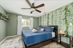 Sleep soundly in a king-size bed.
