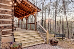 Enjoy seasonal mountain views from the front porch