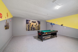 Game Room with Air Hockey Pool and Ping Pong