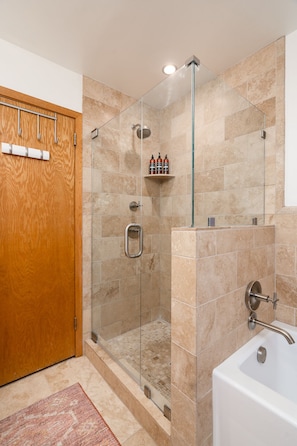 Main floor bath - Natural stone tile and newer fixtures