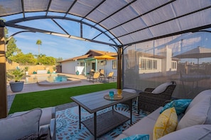 Cabana with a view of the pool