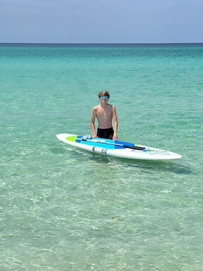 Crystal clear waters. New Paddleboard included in rental stay. 