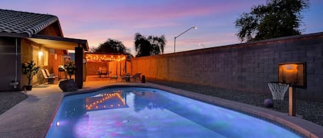 Outdoor pool with pool light