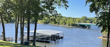 view of dock and boat slip