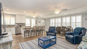 Living Room, Dining Area & Kitchen