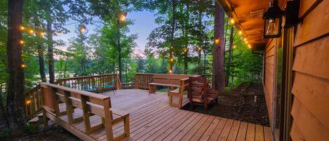 The new expansive deck features stunning lake views and a restful spot to enjoy the loon's call.