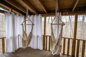 Comfy Hammock Seats on Main Level Screened Porch