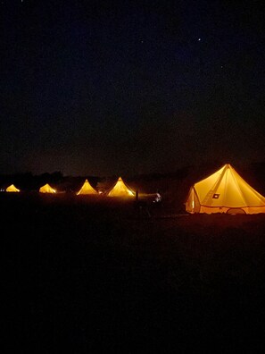 Glamping at night