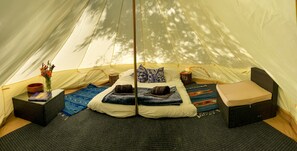 You'll sleep like a baby.  Comfy queen mattress, silence, fresh forest air.