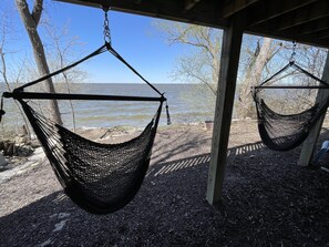 Relax in the hammock chairs and take in the peace and quiet.