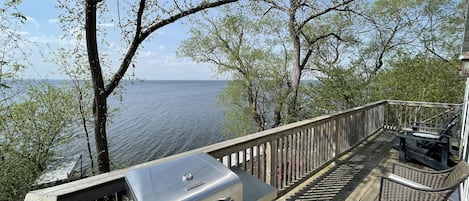 Grill out on the Lake House patio overlooking Lake Winnebago, with sunsets to follow