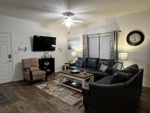 Living Room with Leather Couch & Loveseat
