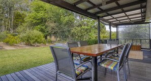 Outdoor dining on the front decking