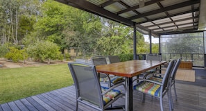 Outdoor dining on the front decking