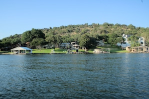 House in center, lakefront at foot of Sandy Mt.