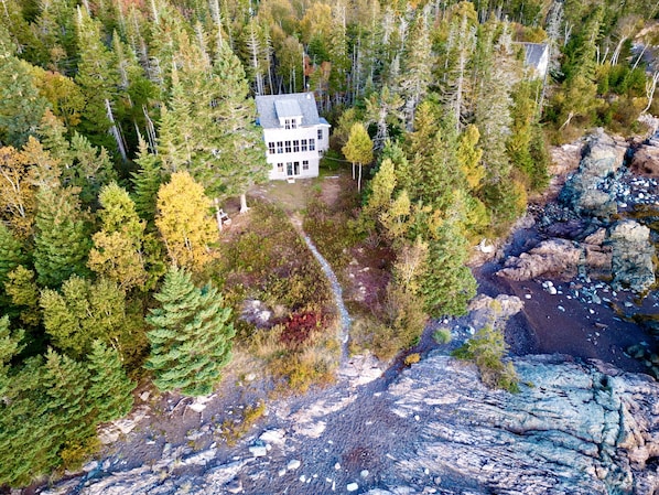 The property’s wild blueberry fields turn red in the fall, as seen in this photo