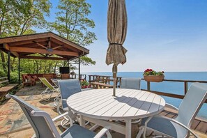 Cabana deck facing south on lake MI