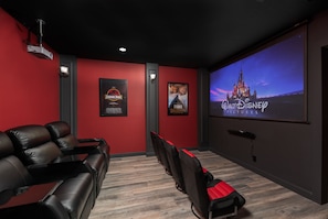 Enjoy movies in our home theater equipped with Disney+, Netflix, and Hulu!!