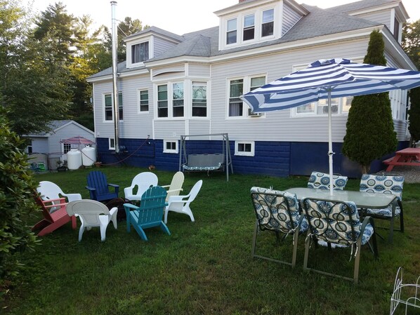 Fenced-in yard with firepit 