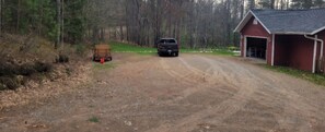 Driveway able to accommodate 3 large trailers